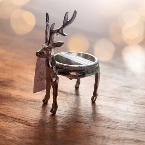Silver reindeer candy snack dish nuts dish